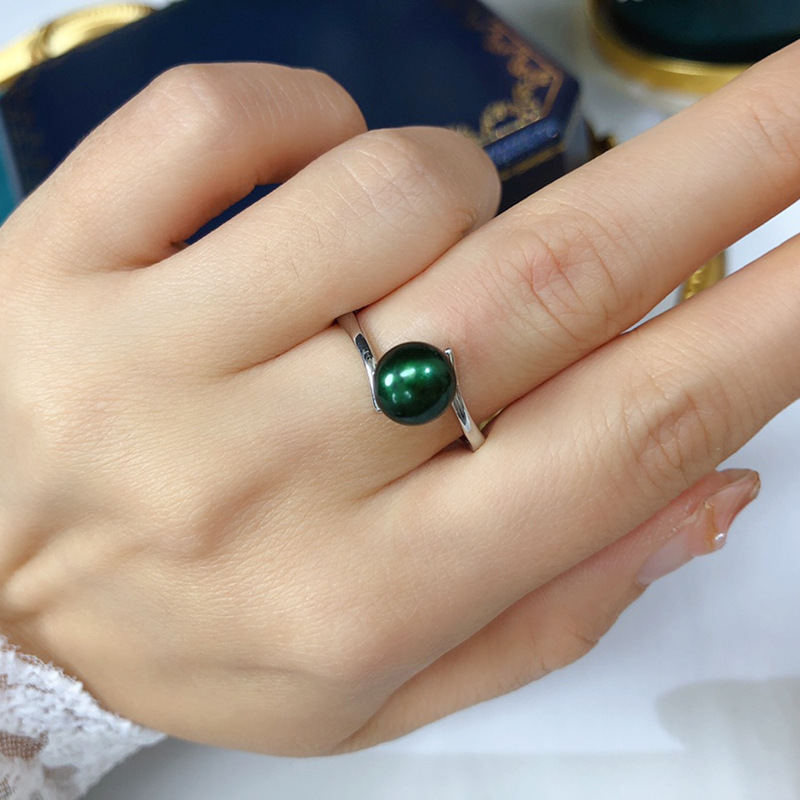 Colorful Fashion 14k Gold Plated Black White Gold Freshwater Pearl Rings Adjustable Natural Pearl Women Rings