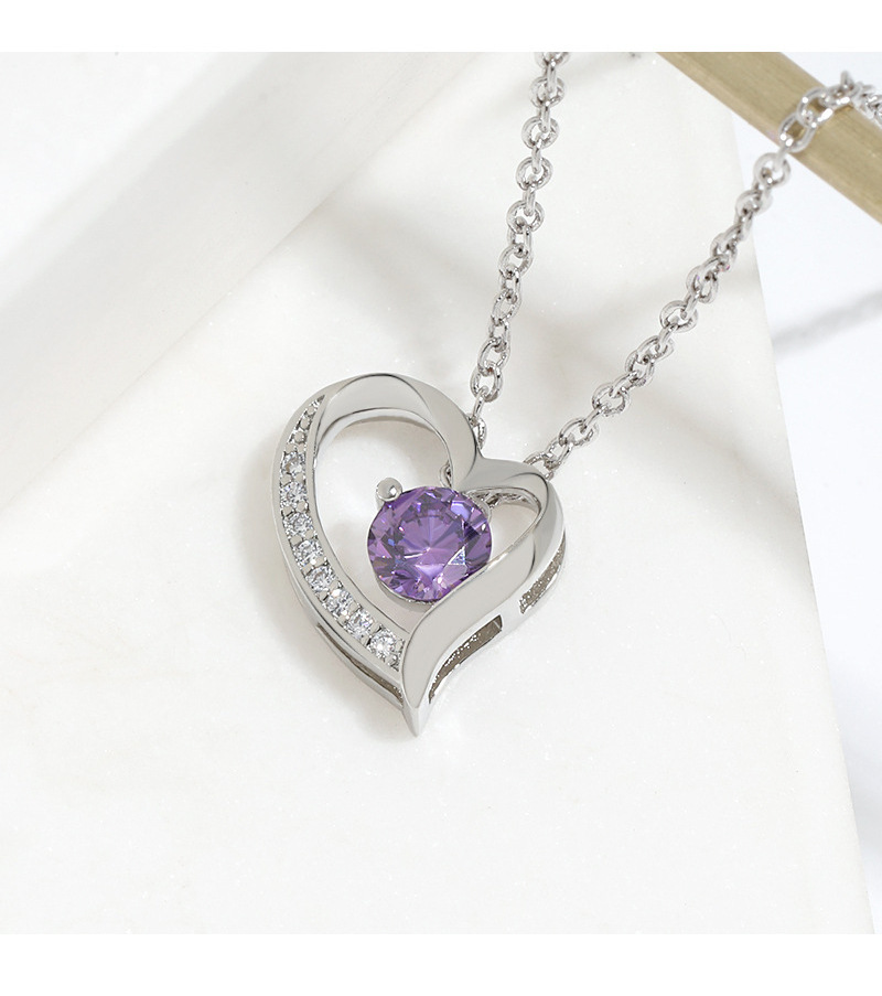 Luxury Zircon Stone Jewelry I Love You Forever Heart Shape White Gold Plated Pendant Necklace