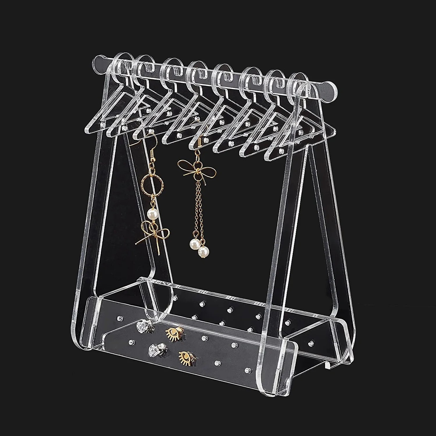 Cheap Price Acrylic Earring Stud Display Stand Coat Hanger Design Cute Jewelry Rack Earring Holder For Women Girl