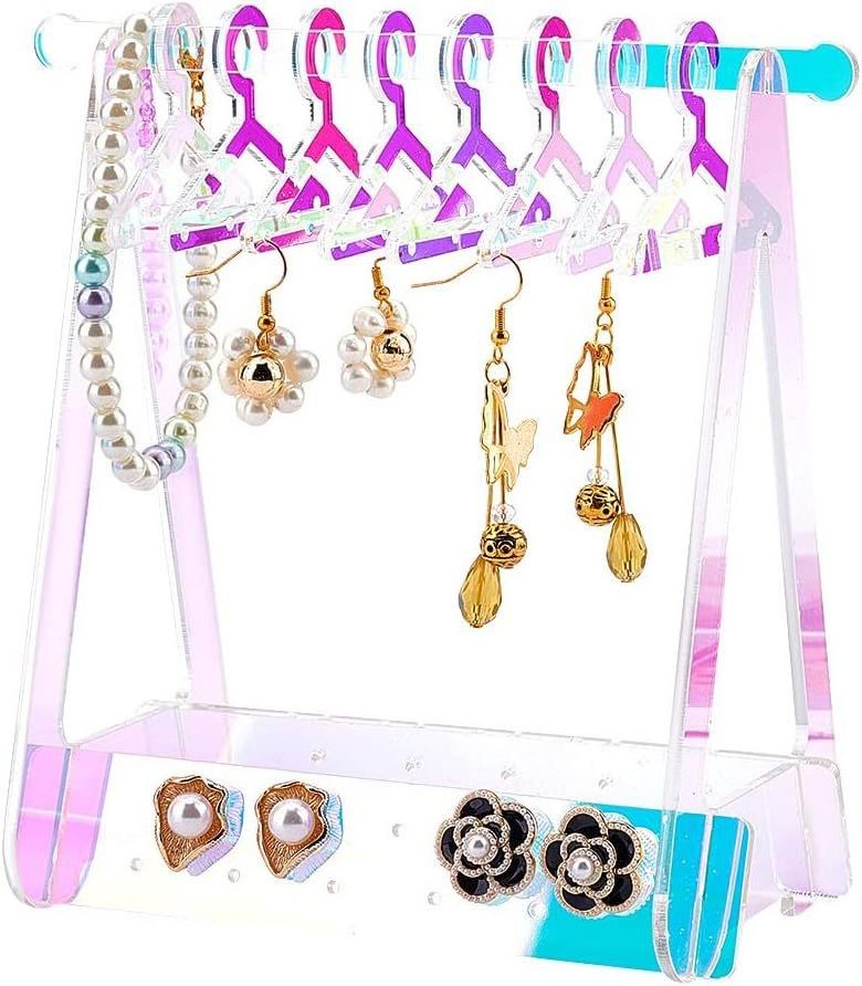 Cheap Price Acrylic Earring Stud Display Stand Coat Hanger Design Cute Jewelry Rack Earring Holder For Women Girl