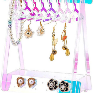 Cheap Price Acrylic Earring Stud Display Stand Coat Hanger Design Cute Jewelry Rack Earring Holder For Women Girl