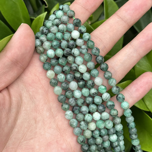 Wholesale Natural A+ 6mm Emerald Faceted Round Loose Beads For Jewelry Making DIY Bracelets Necklace Mikubeads