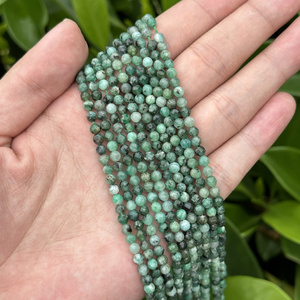 Wholesale Natural A+ 4mm Emerald Faceted Round Loose Beads For Jewelry Making DIY Bracelets Necklace Mikubeads