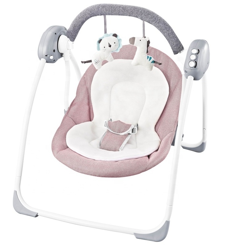 New Born Cotton Fabric Electric Baby Bed Rocking Chair Swing Cradle