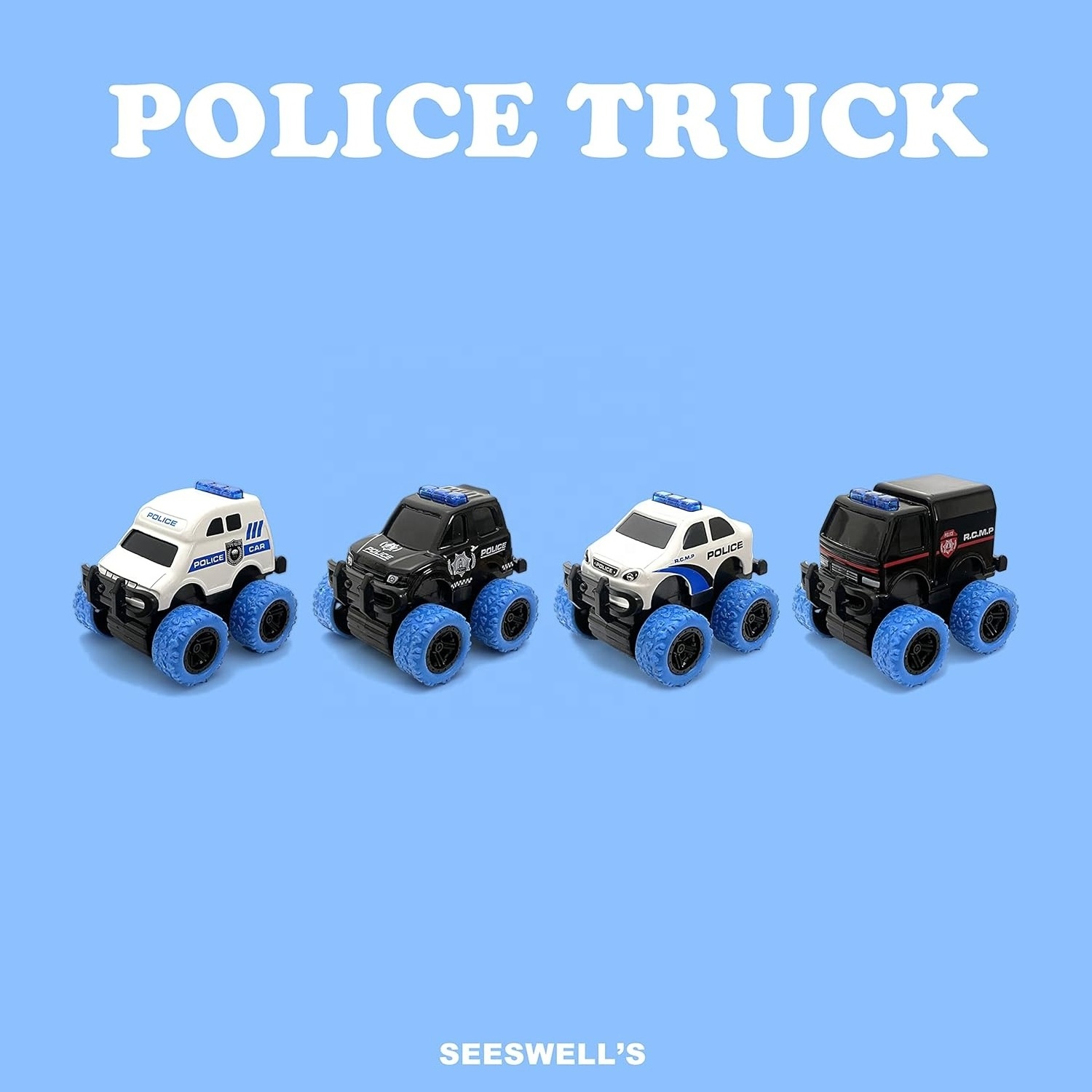 Pull Back Die-Cast Alloy City Vehicles Play set Monster Truck Friction Powered Toy 4 Pack Cars China Die Cast Police Car 1:64