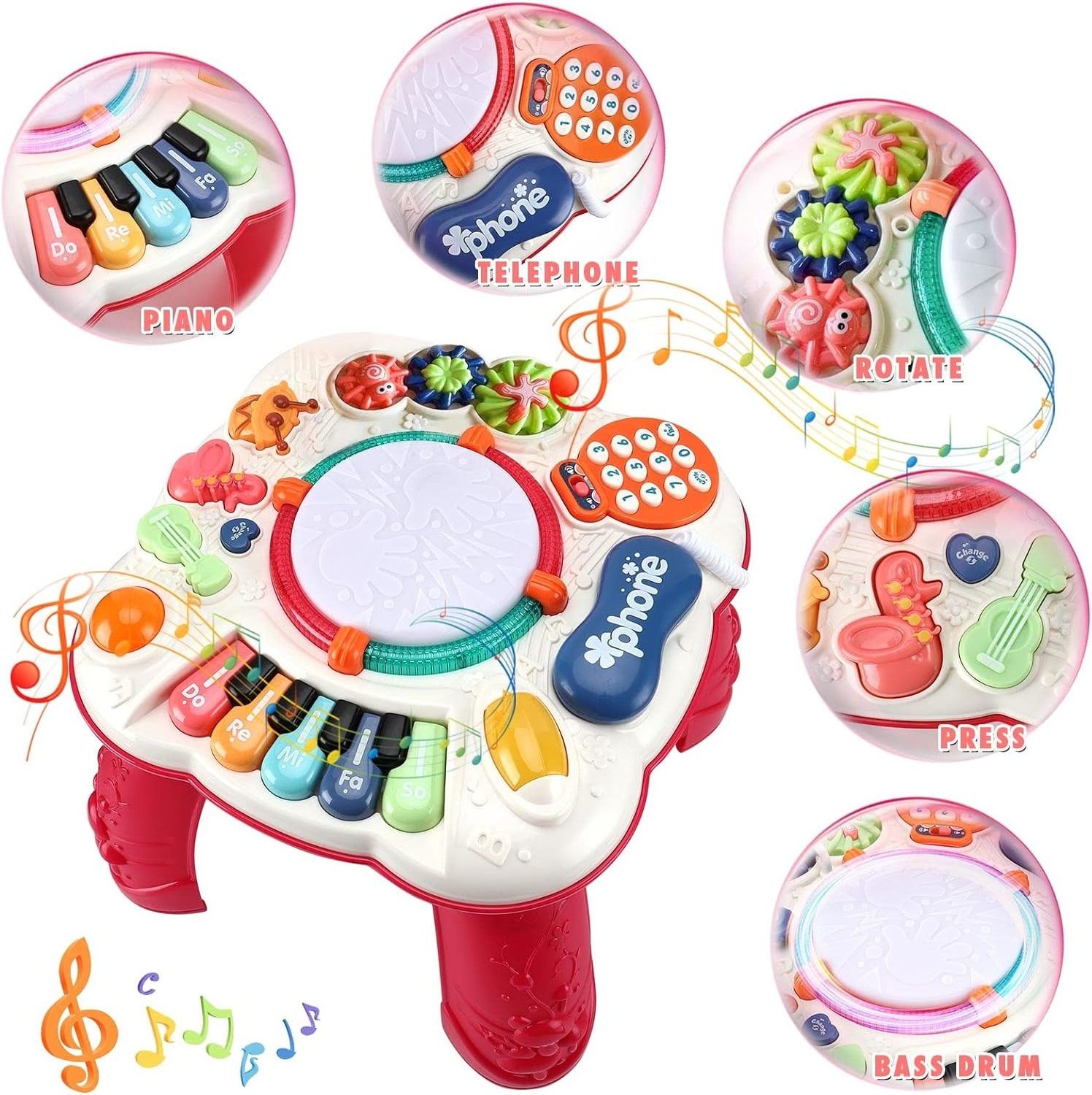 Multifunction Musical Toy Table Discovering Music Toddle Developmental Learning Activities Game Baby Activity Supplies