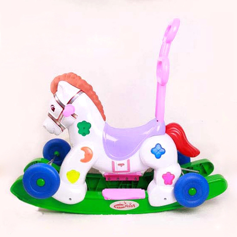 Plastic Ride on Toy Rocking Horse with Wheels Multifunction Electric Musical Children Professional Services