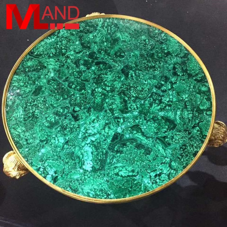 Gem stone furniture round malachite countertop dining table top