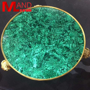 Gem stone furniture round malachite countertop dining table top