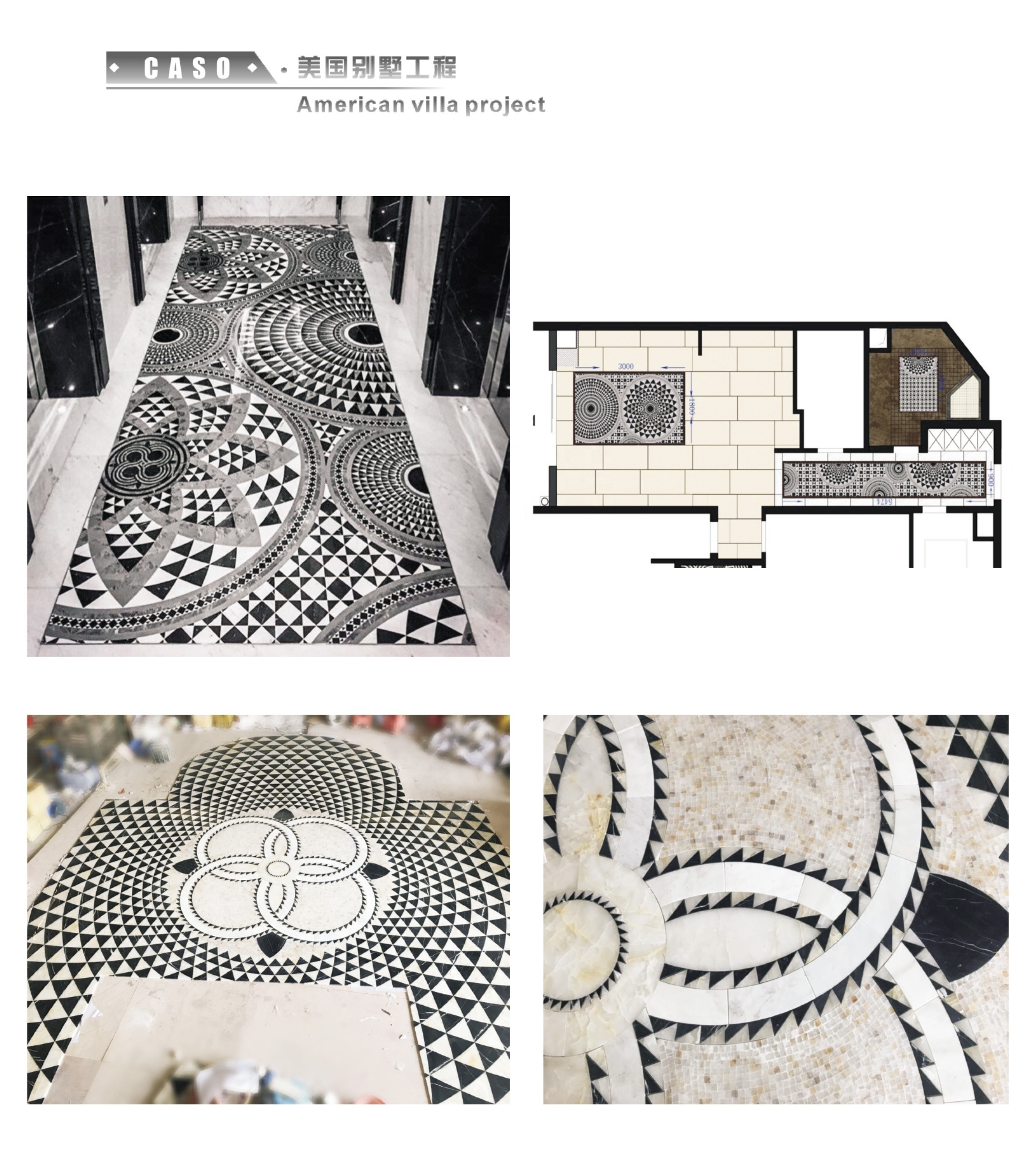 Factory Direct Selling Villa Design  Marble Mosaic Floor Pattern