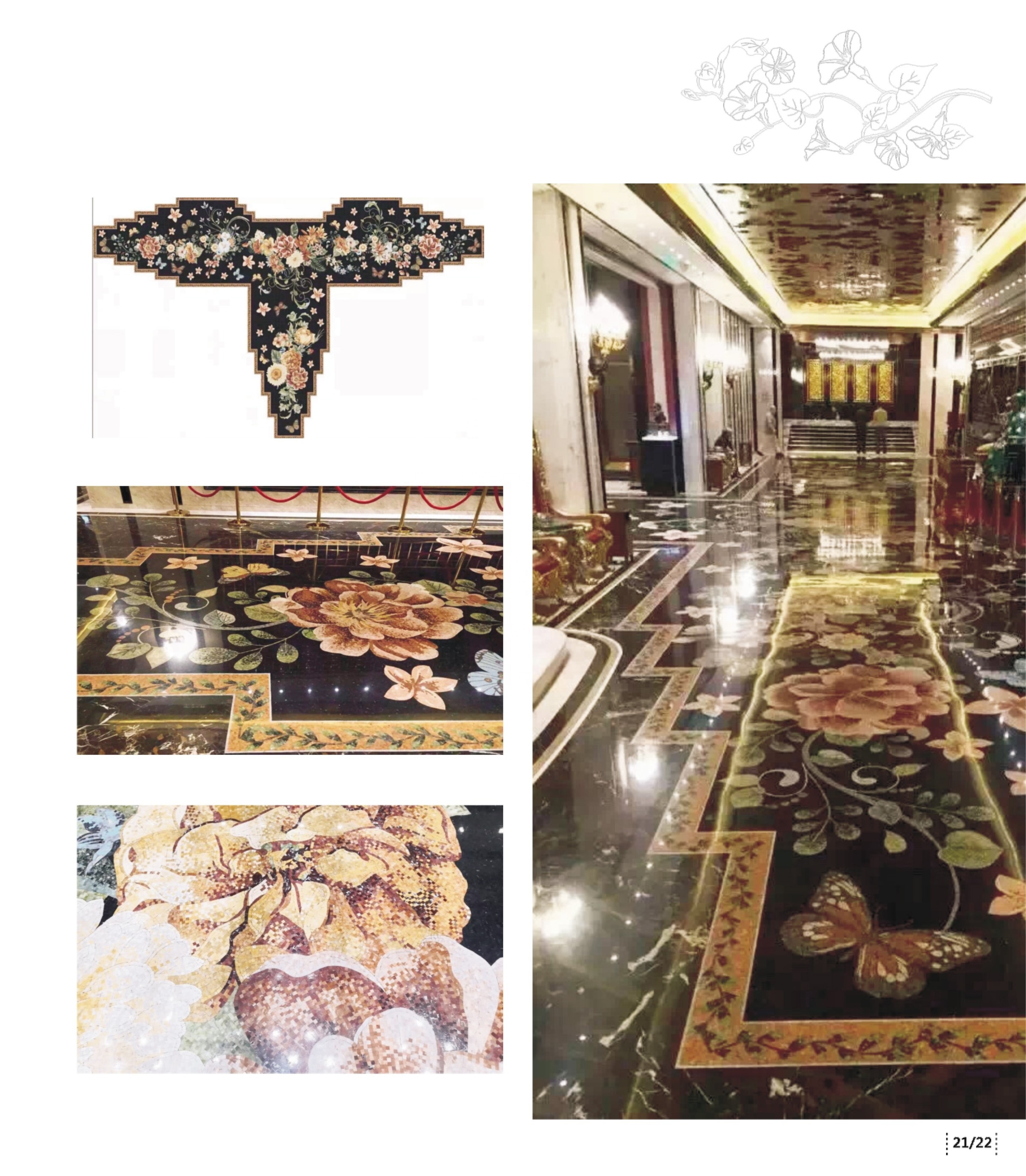 Factory Direct Selling Villa Design  Marble Mosaic Floor Pattern