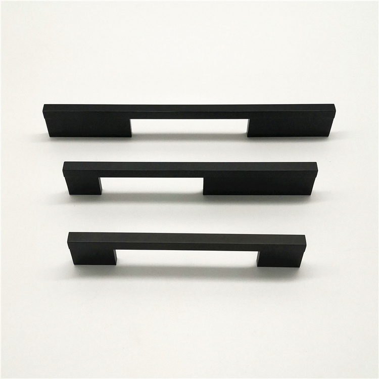 Furniture Hardware  For Kitchen Cabinets Drawer Door Matt Black Aluminium Profile Pulls