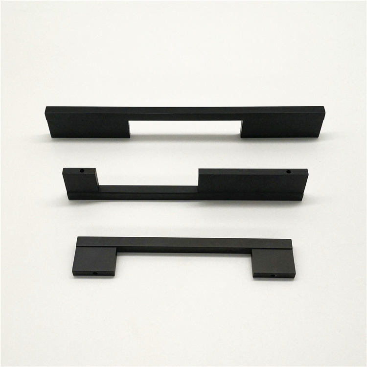 Furniture Hardware  For Kitchen Cabinets Drawer Door Matt Black Aluminium Profile Pulls