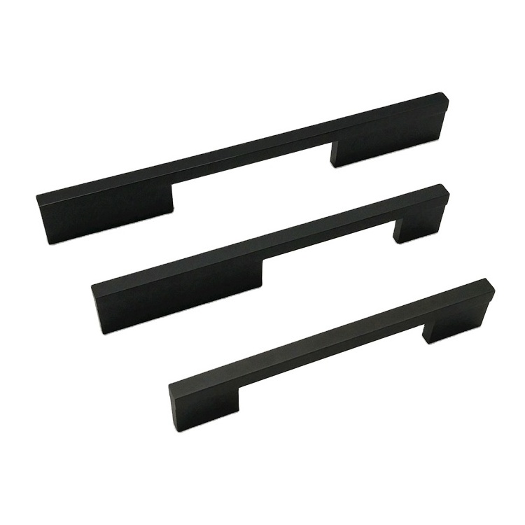 Furniture Hardware  For Kitchen Cabinets Drawer Door Matt Black Aluminium Profile Pulls