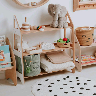 Montessori Toy Shelf For Children Plywood Storage Bins Playroom Furniture Craft Room Storage Organizer Opened Kids Shelves