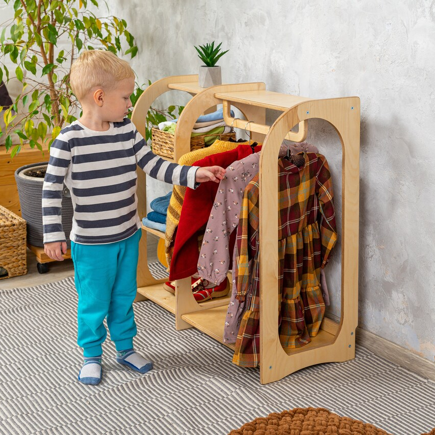 Kids Dress Up Storage Costume Clothing Rack Children Wardrobe Bedroom Storage Cabinet Wardrobe Clothes Storage Kids Furniture