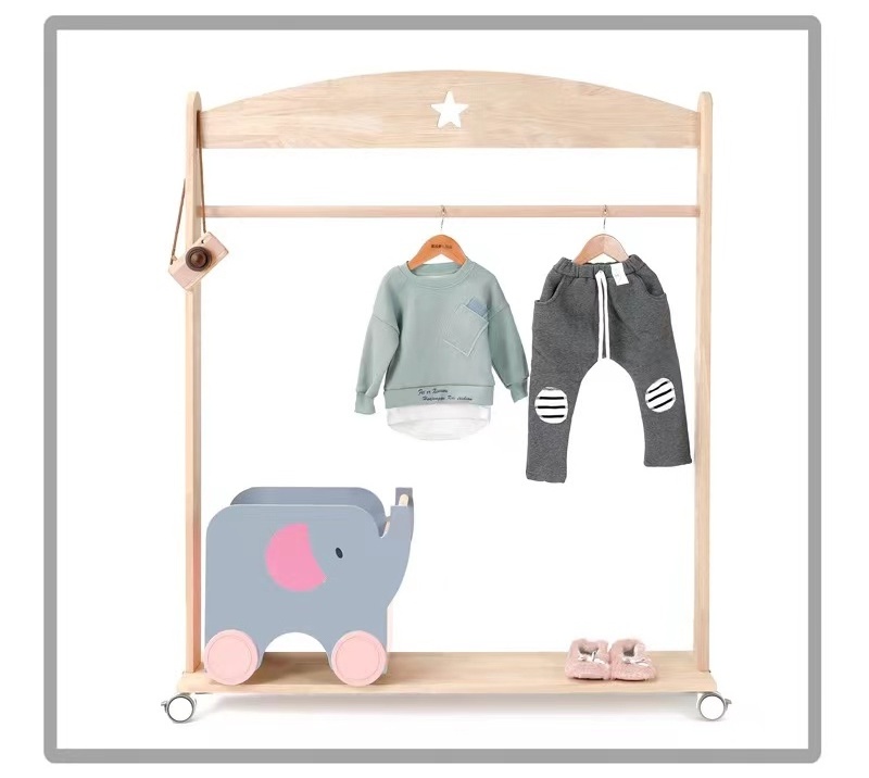 Home Furniture Cloths Stand Wooden Coat Hanger Rack For Kids Wooden Dress Rack Nursery Decor