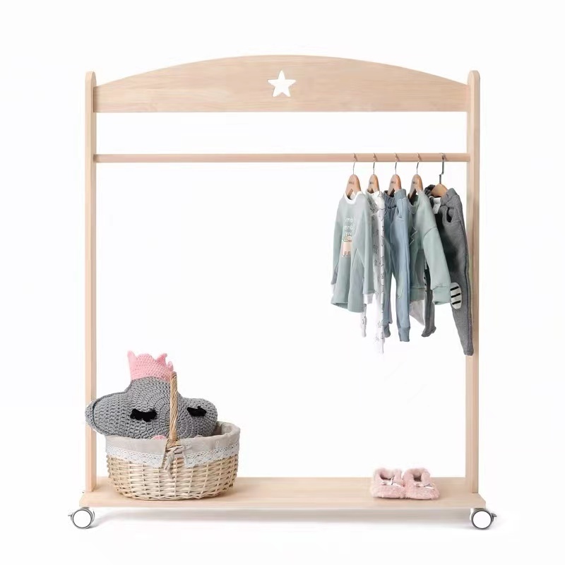 Home Furniture Cloths Stand Wooden Coat Hanger Rack For Kids Wooden Dress Rack Nursery Decor