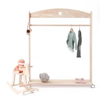 Home Furniture Cloths Stand Wooden Coat Hanger Rack For Kids Wooden Dress Rack Nursery Decor