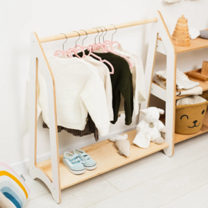 PLywood Toddler Clothing Rack for Nursery Montessori Furniture Child Size Wardrobe Wood Montessori Kids Clothing Rack