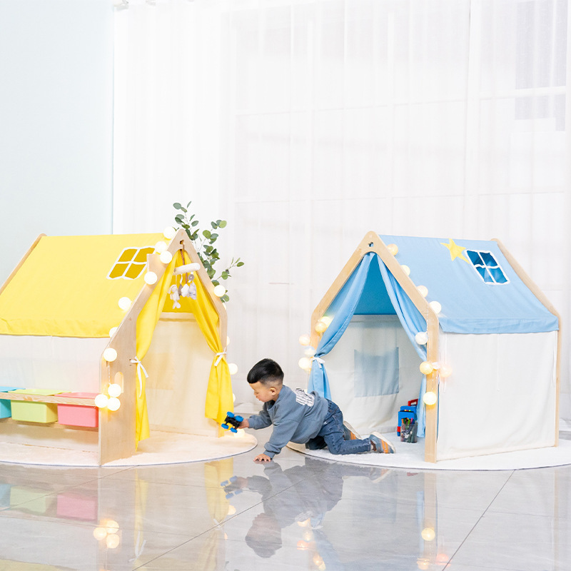 wholesale montessori furniture high quality cubby house wooden playhouse for kids