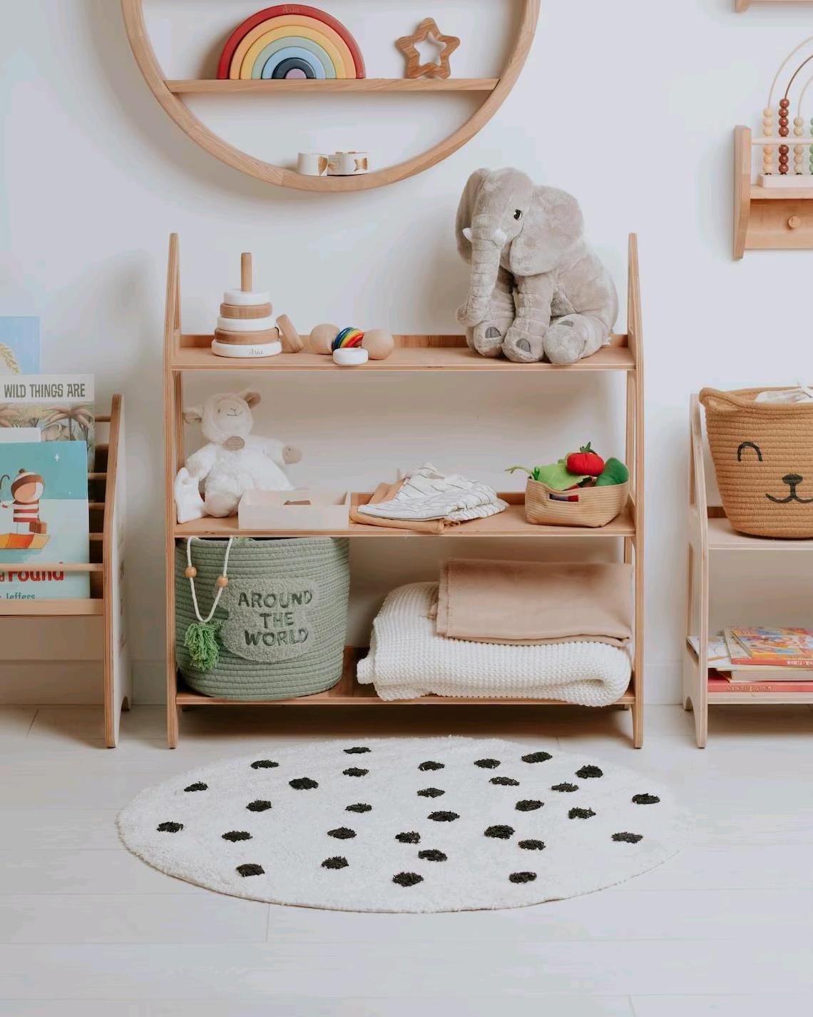 Montessori Toy Shelf For Children Plywood Storage Bins Playroom Furniture Craft Room Storage Organizer Opened Kids Shelves