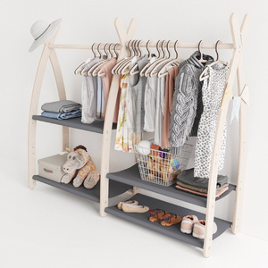 Winning Children Wardrobe Wood Clothing Rack Wood Clothes Rack A Frame Wood Clothing Rack Dress Up Storage Vendor Display Kids