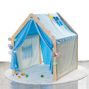 wholesale montessori furniture high quality cubby house wooden playhouse for kids