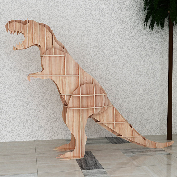 Plywood Animal Shaped Dinosaur Bookshelf Kindergarten Children's Bookshelf Rack Home Decoration Floor Stand Storage Shelf