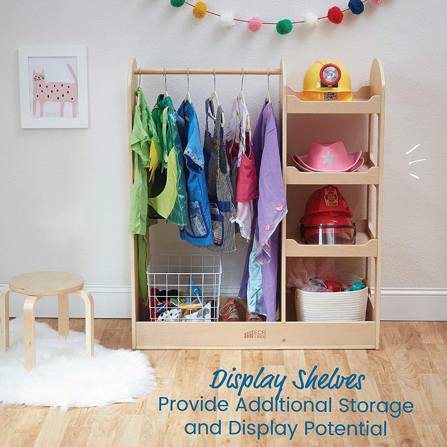 Plywood Clothing Racks Wardrobe Toddler Rack Montessori Self Care Kids Room Toddler Fashion Clothes Organizer Rack Wardrobe