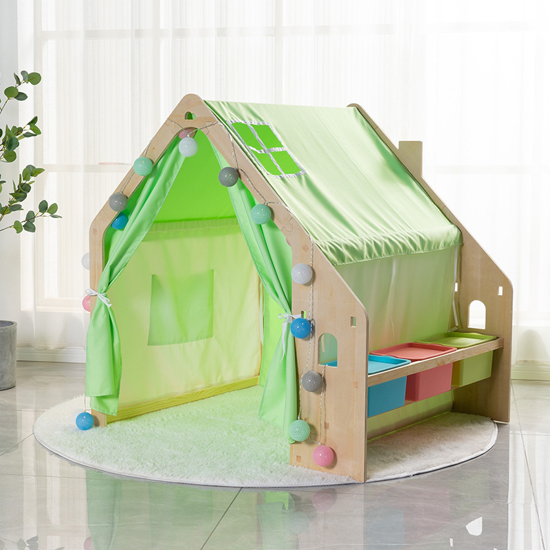 wholesale montessori furniture high quality cubby house wooden playhouse for kids