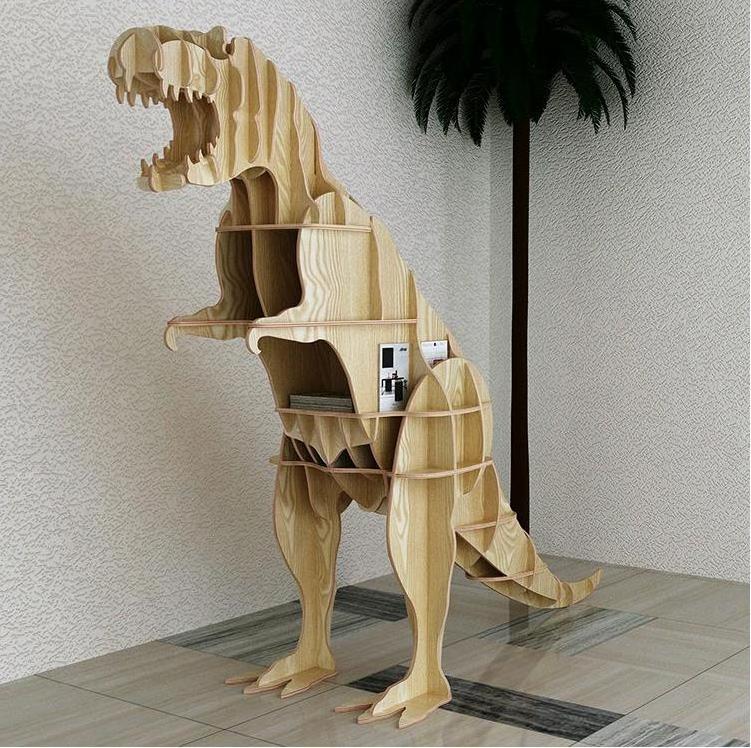 Plywood Animal Shaped Dinosaur Bookshelf Kindergarten Children's Bookshelf Rack Home Decoration Floor Stand Storage Shelf