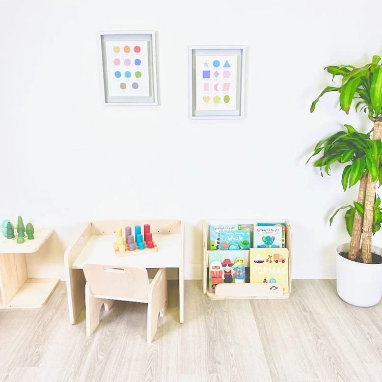 Child Modern Toy Storage Display Rack Easel And Writing Board Plastic Play Station Kid Bookshelf With Table Chair