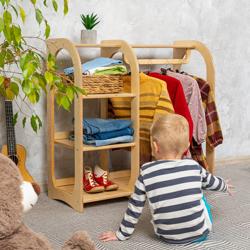 Kids Dress Up Storage Costume Clothing Rack Children Wardrobe Bedroom Storage Cabinet Wardrobe Clothes Storage Kids Furniture