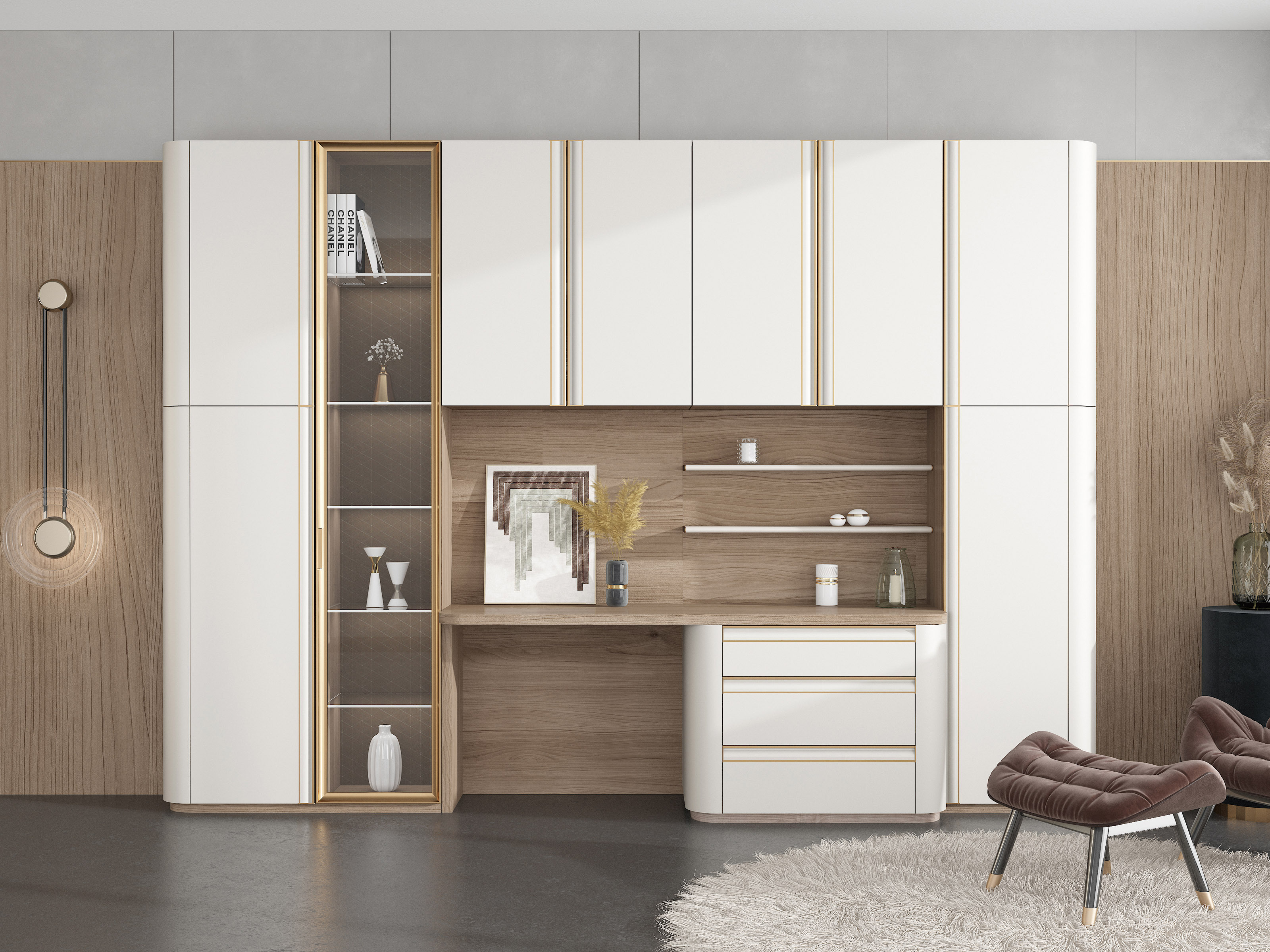 European style Italian French Bedroom Antique Wardrobes Furniture Design Modern White And Gold Solid Wood Armoire Wardrobe