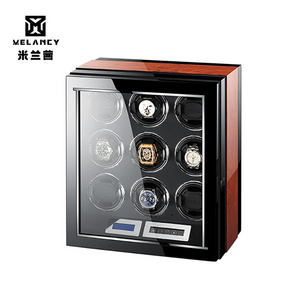 M&Q PU leather customize wooden china gyroscope japan watch rotor mabuchi watch winder automatic