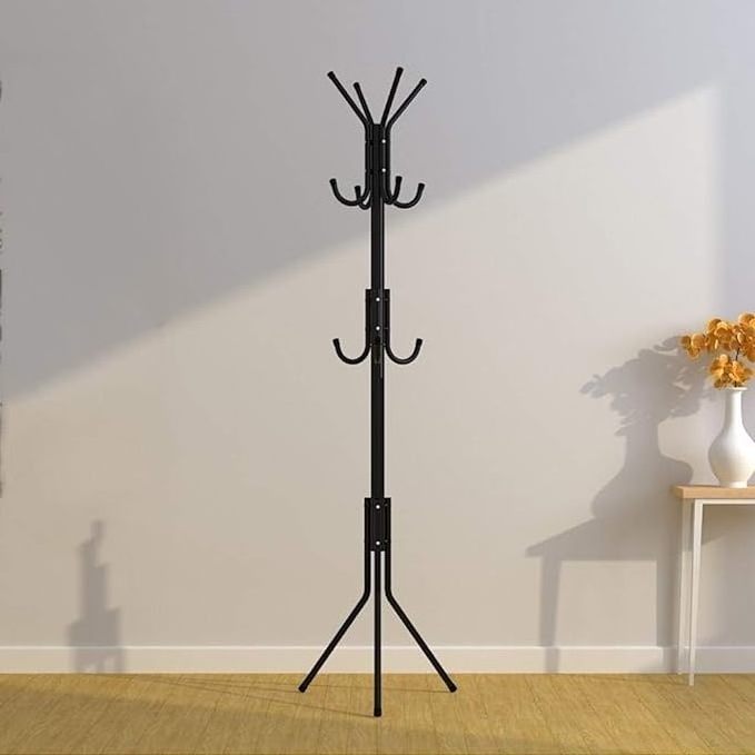 Coat Rack Hall Tree Freestanding Metal Clothes Stand Entryway Clothes Hanger Hall Tree with 12 Hooks for Scarf Hat Organizer