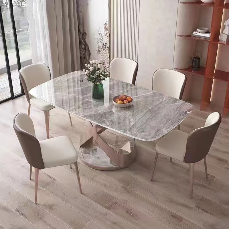 Cream wind pure white series rock plate dining table square dual-use telescopic variable folding 2022 Internet celebrity fashion