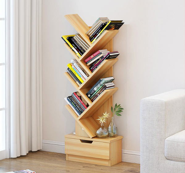 Modern Tree Shaped Wood Bookshelf Portable Book Shelf  Wooden Shelf Storage Holders Racks