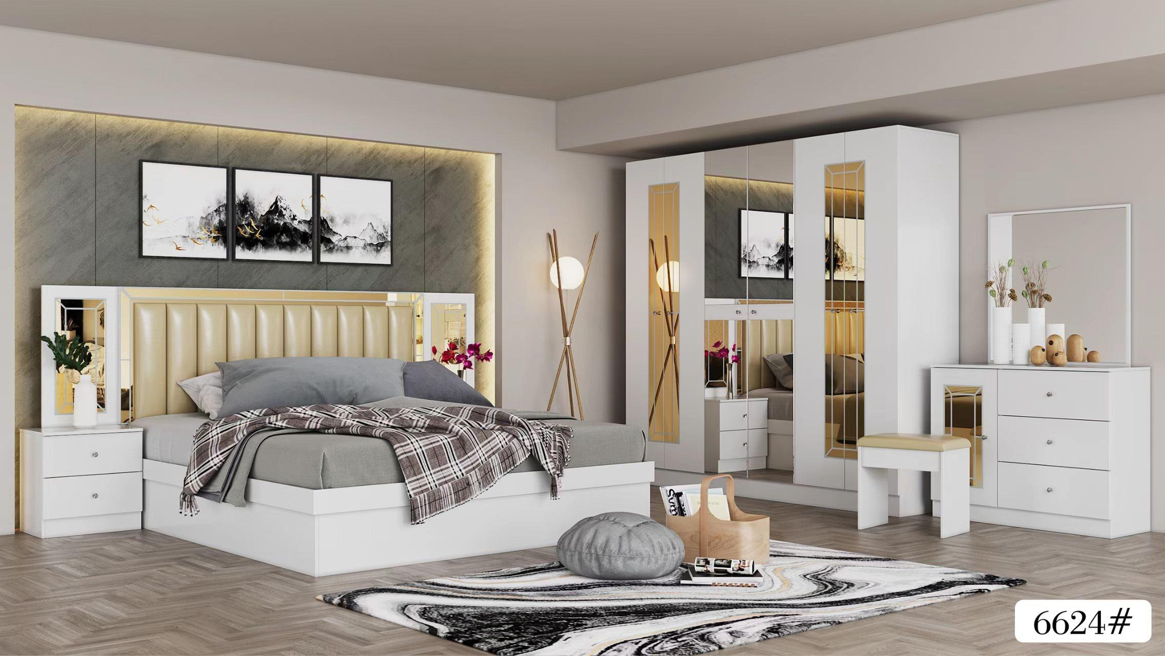 Turkish Design Queen Modern Leather Bedroom Sets Economic Price  Hotel Luxury Large Wardrobes Full Bedroom Furniture