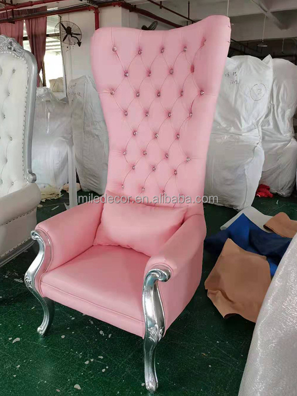 Luxury High Back Pink Throne Sofa For Wedding Party Royal Diamond King and Queen Throne Chair