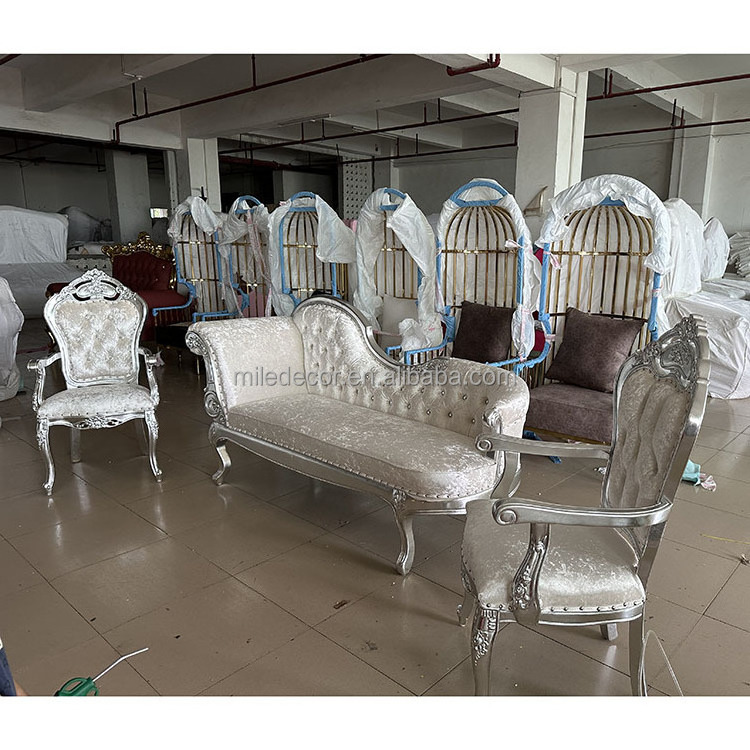 High Quality Sofa Of The Imperial Classic Luxury Furniture White With Gold Couple Sofa For Wedding Decor