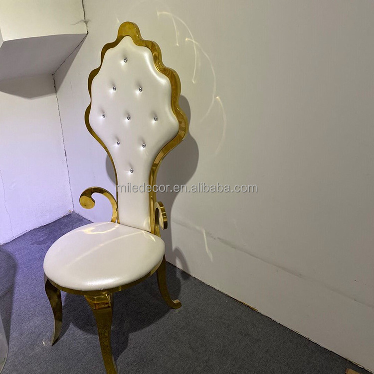 Luxury Royal High Back King Throne Wedding Chair Metal Gold Sliver Banquet Chair