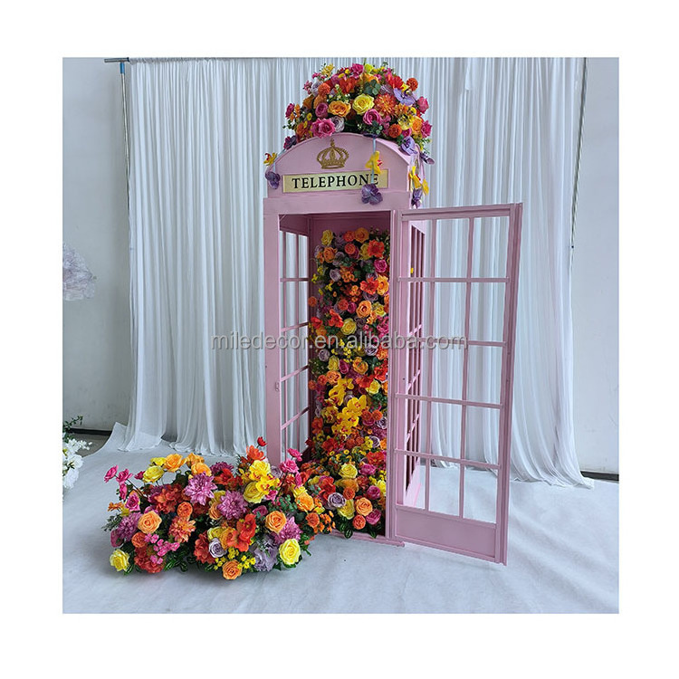 Factory Price London Classic Phone Booth Customized LOGO Metal Pink Telephone Booth For Sale