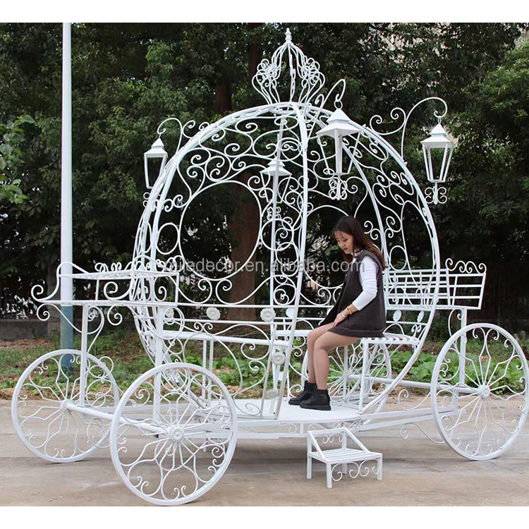 Wholesale White Metal Cinderella Pumpkin Horse Carriage Outdoor Wedding Party Candy Cart For Sale