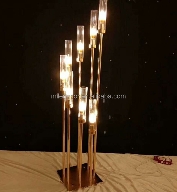 10 Arms Candle Holder Gold Metal Candelabra Table Centerpiece For Wedding Party Decoration