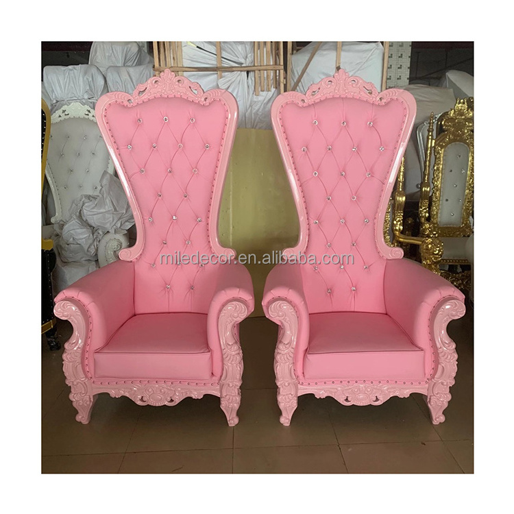 Luxury High Back Pink Throne Sofa For Wedding Party Royal Diamond King and Queen Throne Chair