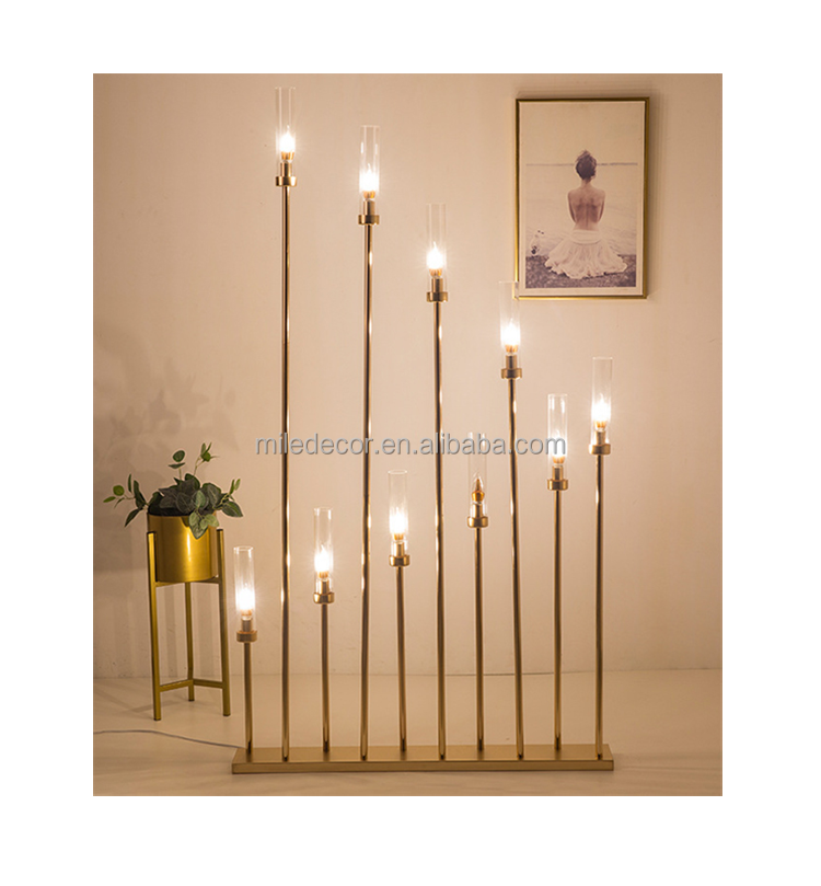 10 Arms Candle Holder Gold Metal Candelabra Table Centerpiece For Wedding Party Decoration