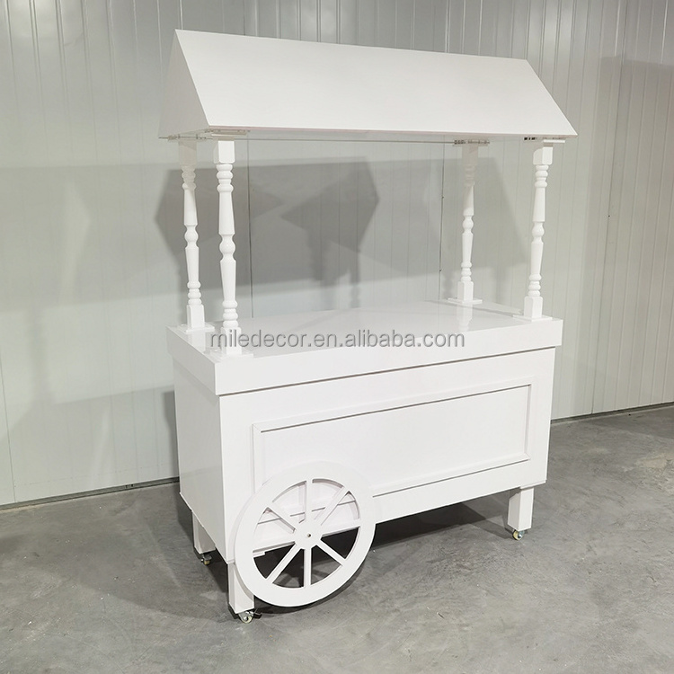 Hot Sale Modern Style Desert Candy Food Cart Wedding Decoration With Wooden Flower And Candy Cart