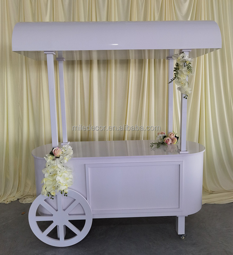 Supplies Party Display White Candy Cart Acrylic Ice Cream Candy Food Flower Carts For Sale